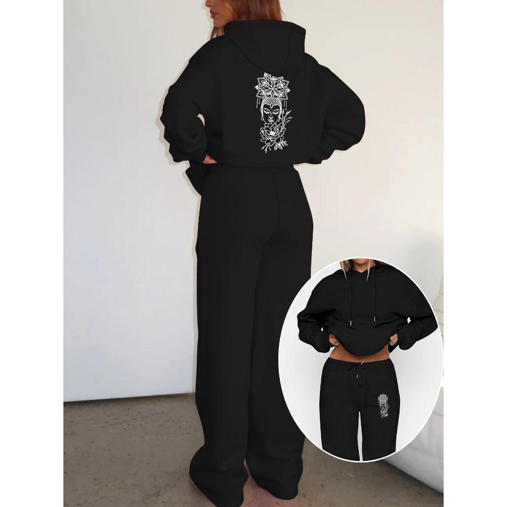 Women's Pullover and Wide Leg Sweatpants Set Are Fashionable and Comfortable Streetwear, Perfect for Autumn and Winter Women's Clothing