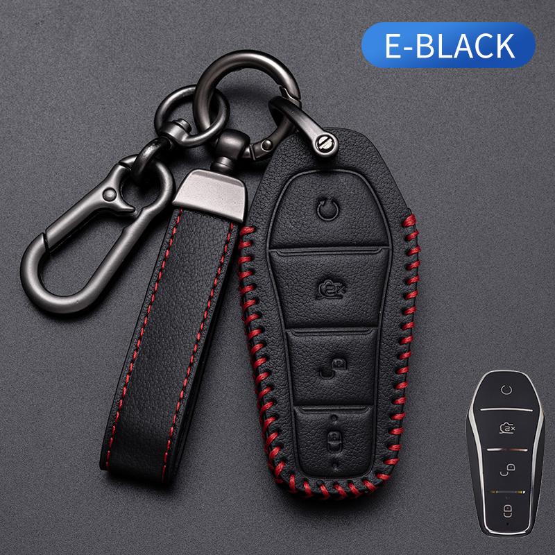 

Чехол для ключа для BYD Song Plus Atto 3 Han EV Tang DM Qin Seal Dolphin Oli кожаный держатель для пульта дистанционного управления брелок автомобильные аксессуары B Style чёрный