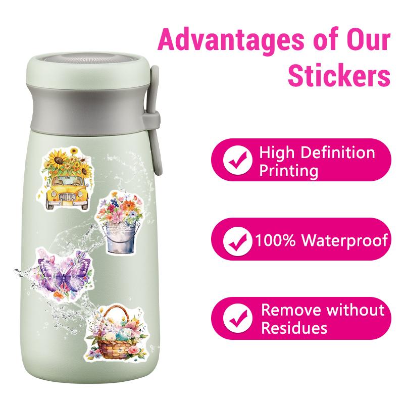 Superior-Grade 50Pcs First-Class Flower Premium-Quality Stickers High-Standard Vintage Superior-Grade Rose Top-Grade Floral First-Class Scrapbooking