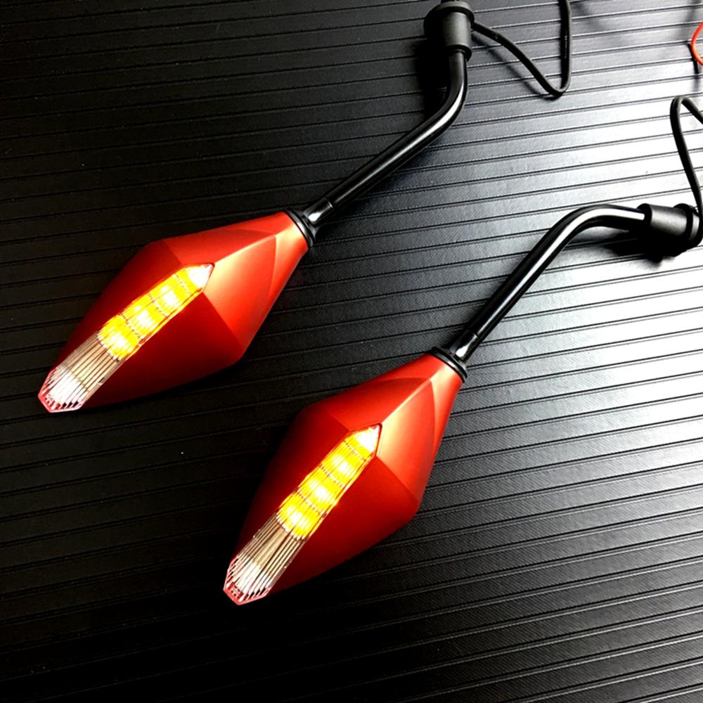 Motorfiets Led Richtingaanwijzers Achteruitkijkspiegel Scooter E-Bike Achteruitkijkspiegels Achterkant Convex Spiegel 10mm E-Bike Motorfiets