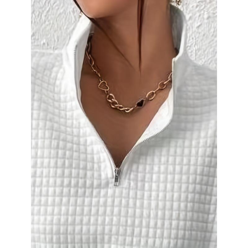 Mikina pulovr se čtvrtinovým zipem s vaflovou mřížkou, ležérní mikina s dlouhým rukávem a klopou na podzim a zimu, dámské oblečení