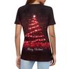 Women's T Shirt Christmas Print Button Short Sleeve Daily Weekend Fashion Basic V- Neck Regular Top