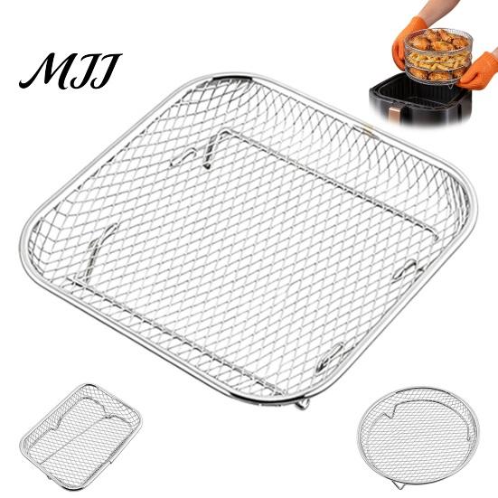 High Temperature Resistant Racks Stackable Air Fryer Rack, 304 Stainless Steel Multi-Layer Grill Stand with Fine Accessories Mesh, 3 Shapes Oil
