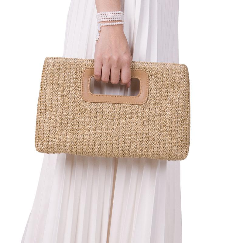 Women Clutch Women's Fashion Chain Dinner Straw Bag Woman Summer Casual Vacation Shoulder Bag Female Large Purse 2024