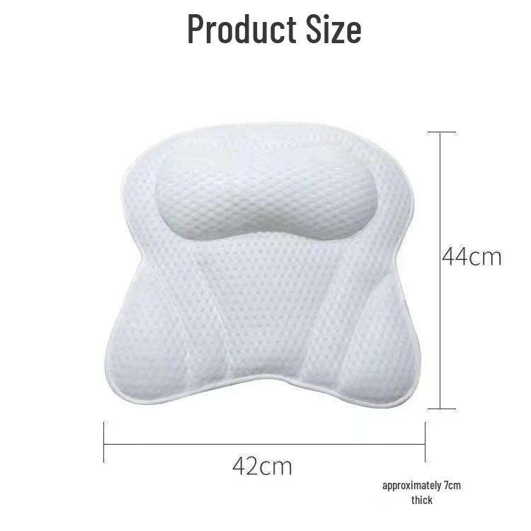 Machine Washable 4D Mesh Bathtub Pillow with Suction Cups