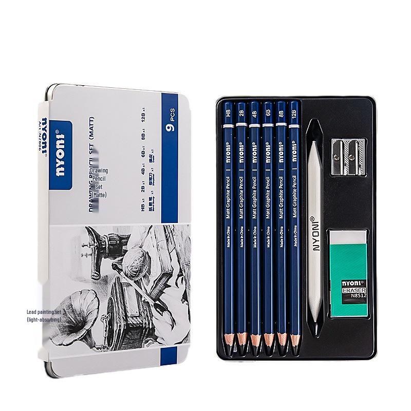 Neoni Matte Sketching & Soft Charcoal Pencils for Art Students with Professional Painting Brushes.