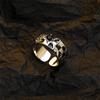 Black White Checkerboard Ring Women Jewelry Personality Oil Drop Black Ring 925 Silver Lady Trendy Finger Accessories Open Size
