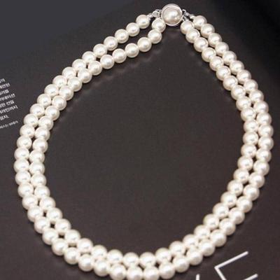 [Ribbon Cream] Pearl Double-Strand Short Necklace (S2736990)