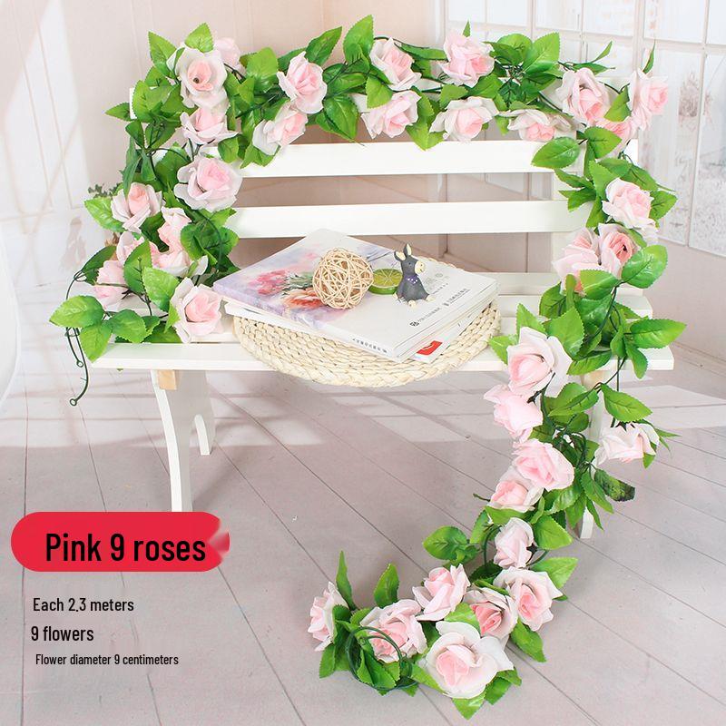 Artificial Rose Flower Vine for Balcony, Staircase, and Railings Decoration