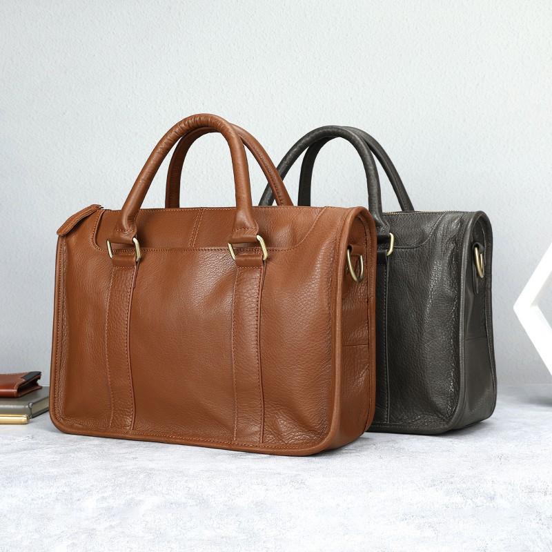 Genuine Leather Men's Business Travel Pillow Bag Classic Handbag Casual Versatile Shoulder Briefcase Cowhide