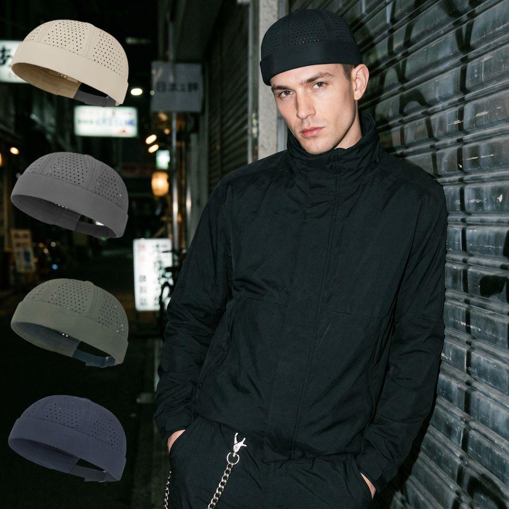 Gorro de Cor Sólida Touca Casual Retrô Sem Aba Boné de Marinheiro Ajustável Secagem Rápida Malha Cúpula Chapéu Melão Chapéus de Proprietário Vintage