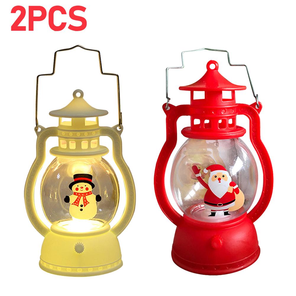 Christmas Portable Lantern Battery Operated Santa Claus Snowman Oil Lamp with Handle Xmas New Year Gifts for Table Decoration