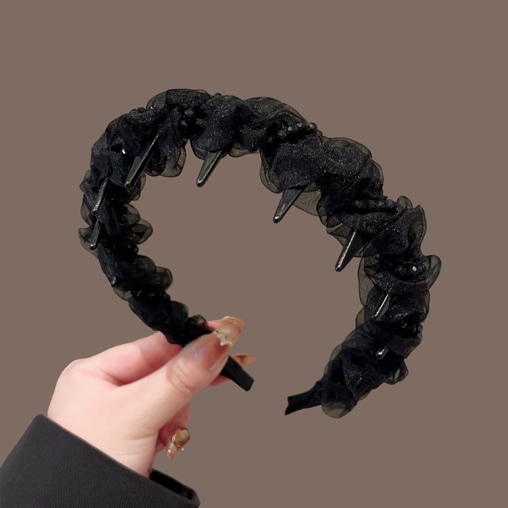 High-End Women's Bow Headband with Teeth - 2025 Face Washing & Hair Pressing Accessory