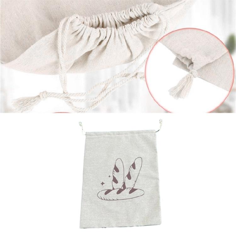 Sustainable Packaging Pouch Functional Linen Drawstring Bag for Bread and Fruits