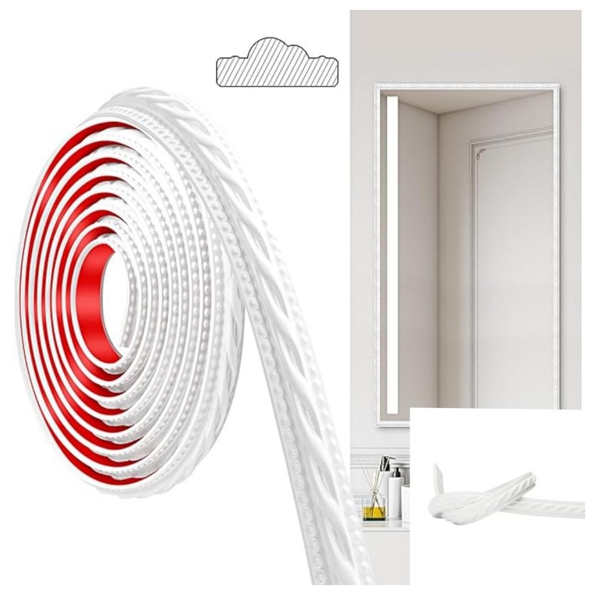 

1pc 1mX12mm PVC Self-adhesive Line Trim Faux Embossed Photo Frame Border Imitation Gypsum Soft Line Wall Decorative Line 1mX12mm белый