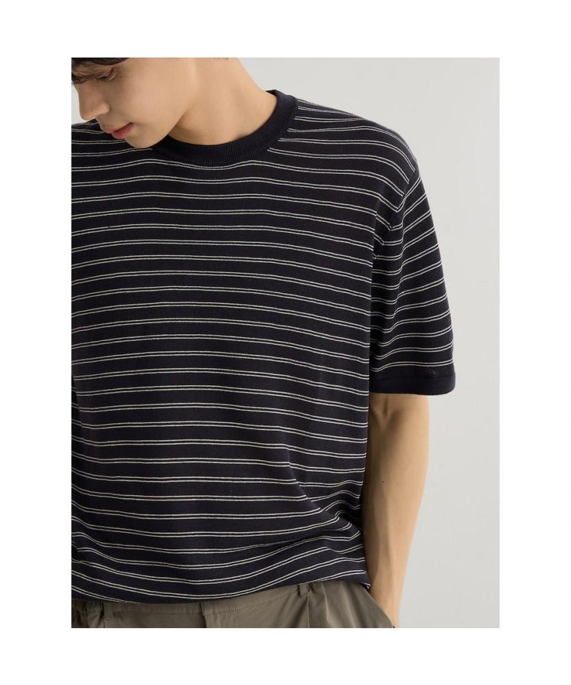 8SECONDS Natural Stripe Short Sleeve Knit Navy