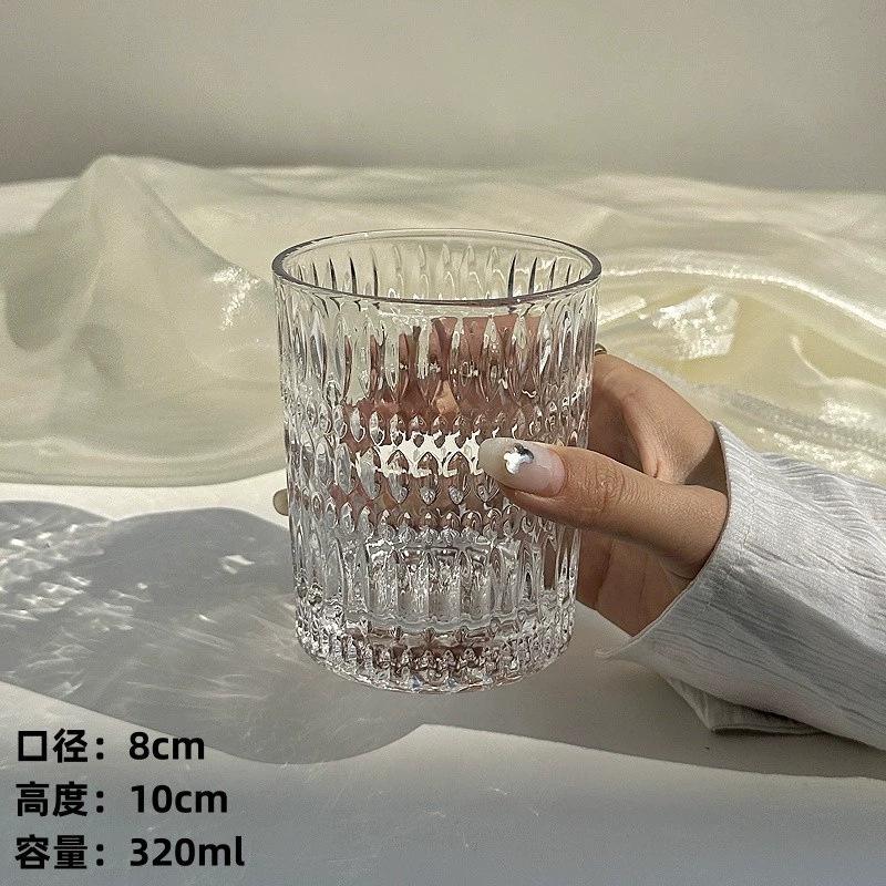 Reliefglas, Nordic Light Luxury Retro Hauswasserglas, Saftglas, Milchbierglas, Whiskeyglas