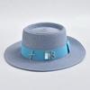 Fashionable Metal XRB Letter Straw Hats for Women Summer Elegant Holidays Boater Hat Outdoor Beach Sun Hat