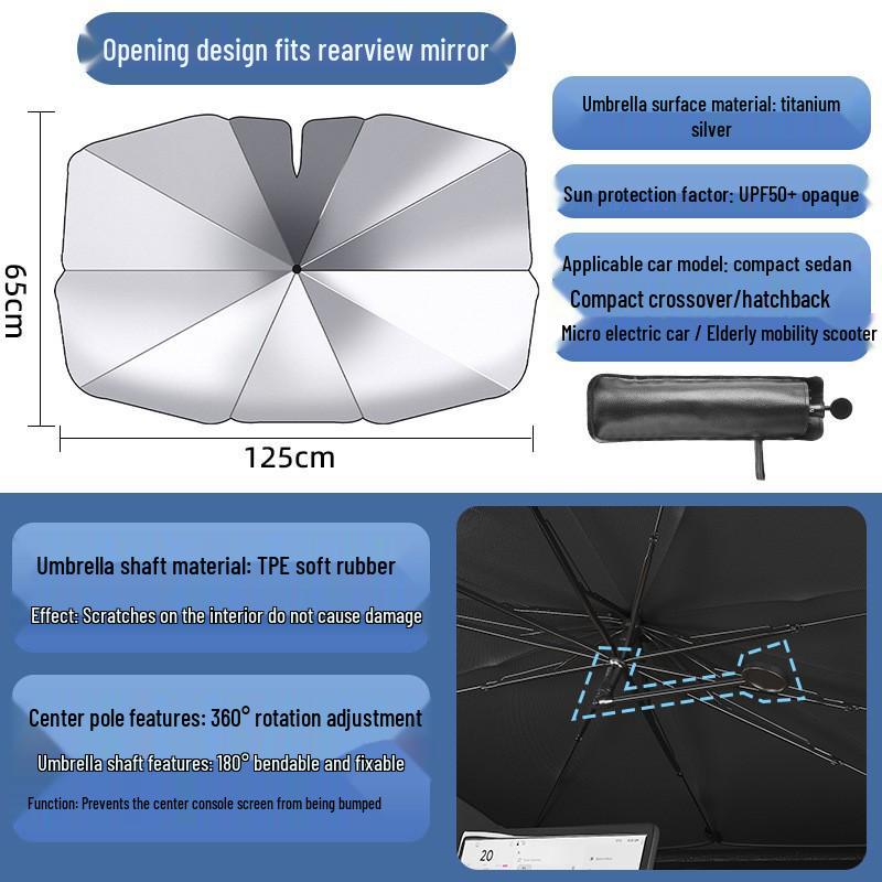 Umbrella-Style Car Windshield Sunshade - Heat Insulation & Light-Blocking
