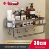 Drill-Free Wall-Mounted Bathroom Shelf with Hooks