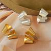 PONYKISS Sterlingsilber 18K Gold Verdreht Gefaltet Geometrisch Steckerohrring für Damen Trendig Fein Minimalistisch Accessoires