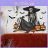 Skeleton Halloween Witch Pumpkin Bat Living Room Foyer Background Stickers Decor