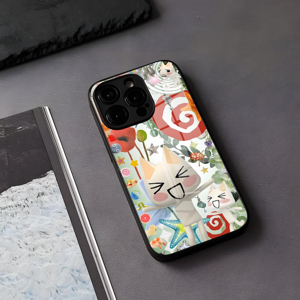 

Inoue Toro CUTE Cat Phone Case For IPhone 17 Air 16 E Pro Max 15 14 13 Mini 12 Pro 11 Max Plus Black Glass Cover iPhone 13 Mini