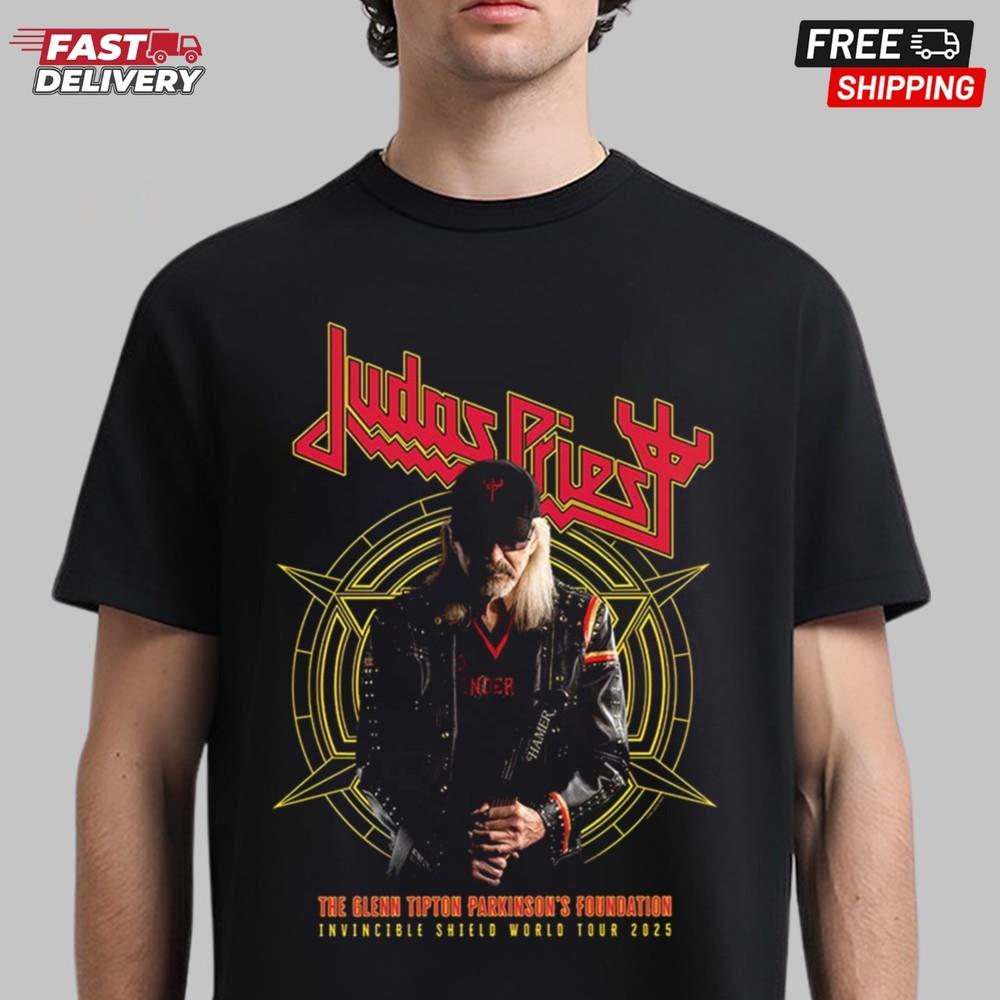 Judas Priest Invincible Shield World Tour 2025 Glenn Tipton Shield of Pain Shirt Unisex T-Shirt M