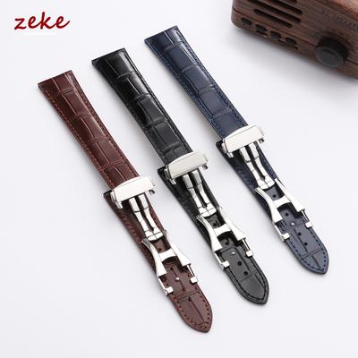 Dla zegarka Omega Seamster Premium Skórzany Pasek do Zegarka 19mm 20mm 21mm 22mm Solidne Stalowe Zapięcie Deployant Bambusowa Skóra Cielęca Paski do Zegarka