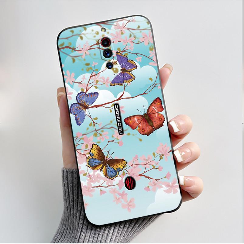 For ZTE Nubia RedMagic 5G Fundas Nubia Red Magic 5S Case Cover Soft Silicone Black Shell Printing Pattern Flower Cartoon Cases