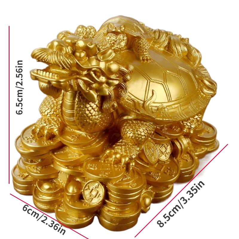 1 Resin Gold/bronze Feng Shui Dragon Turtle Statue Coin Wealth Home Desk Decoration Animal Jewelry