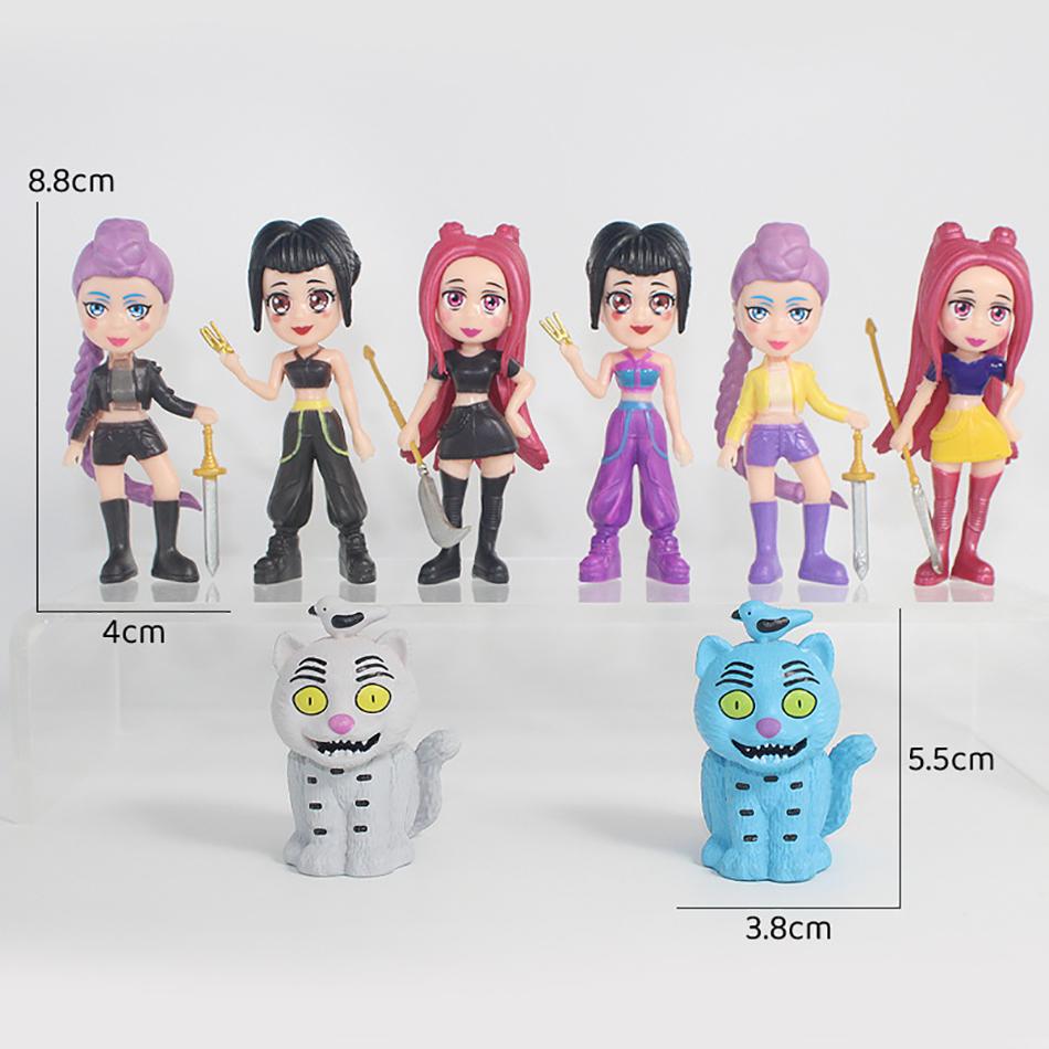 Q Version Anime K Pop Demon Hunters Figure Model Toy Cartoon Gaming Peripherals Desk Decoration Collection Figures Model Gift