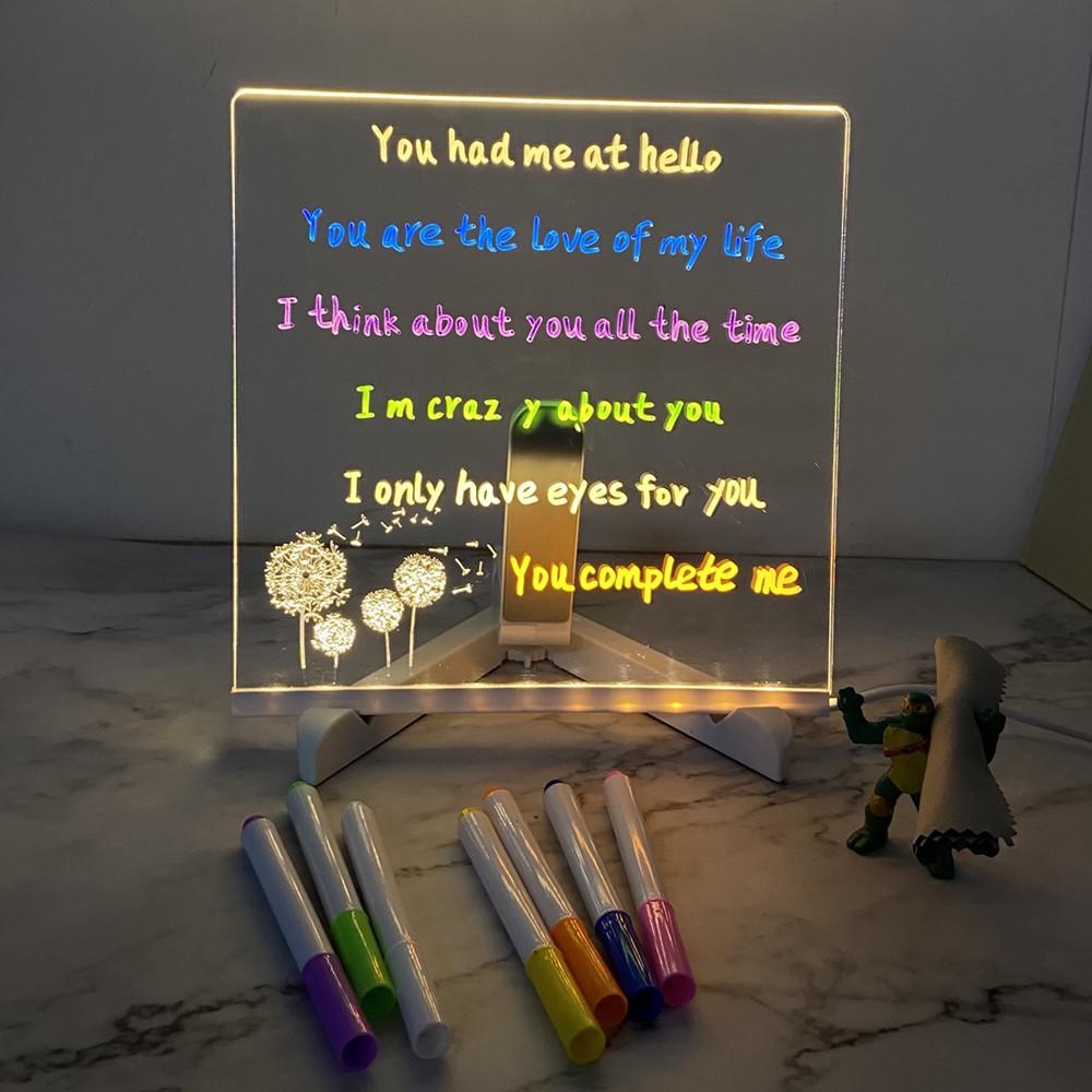 Erasable LED Luminous Acrylic Writing Board - Transparent & Fluorescent Blackboard/Whiteboard for Desktop Advertising.