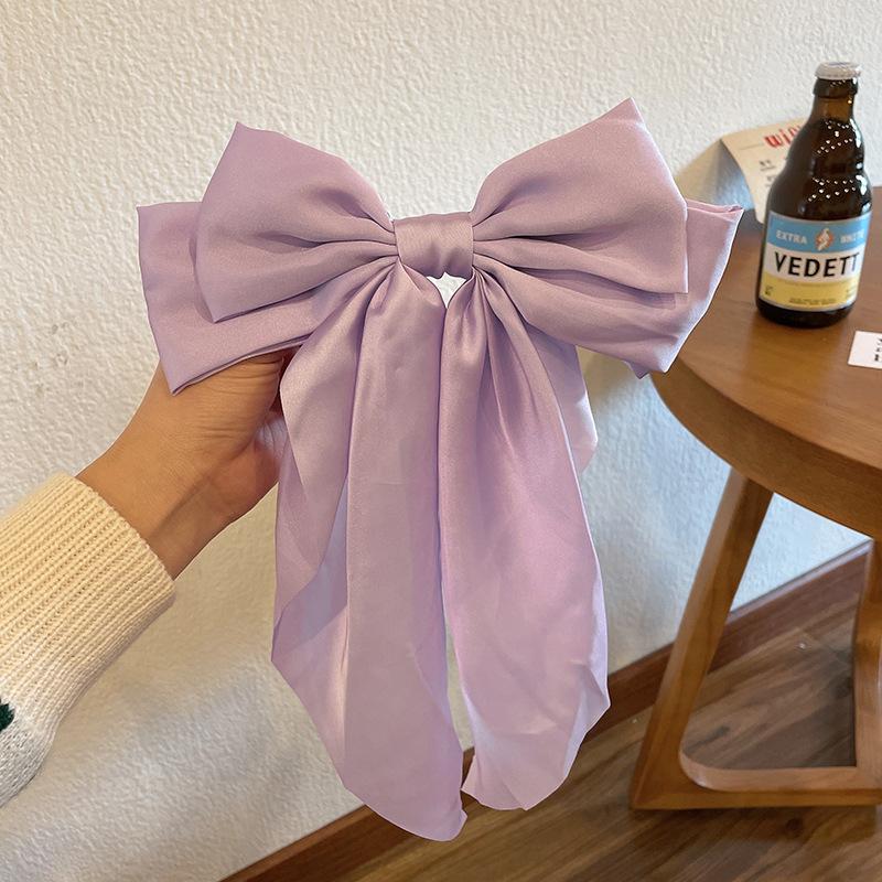 Elegant Solid Large Bow Ribbon Hair Clip for Women Girl Sweet Headbands Soft Satin Hairpin Hairgrip Fashion Hair Accessories