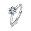 Eleganter S925 Sterling Silber Moissanit Ring für Damen - Ein Karat, Sechs-Krallen-Design, Leichter Luxus Mode, Perfektes Geburtstagsgeschenk