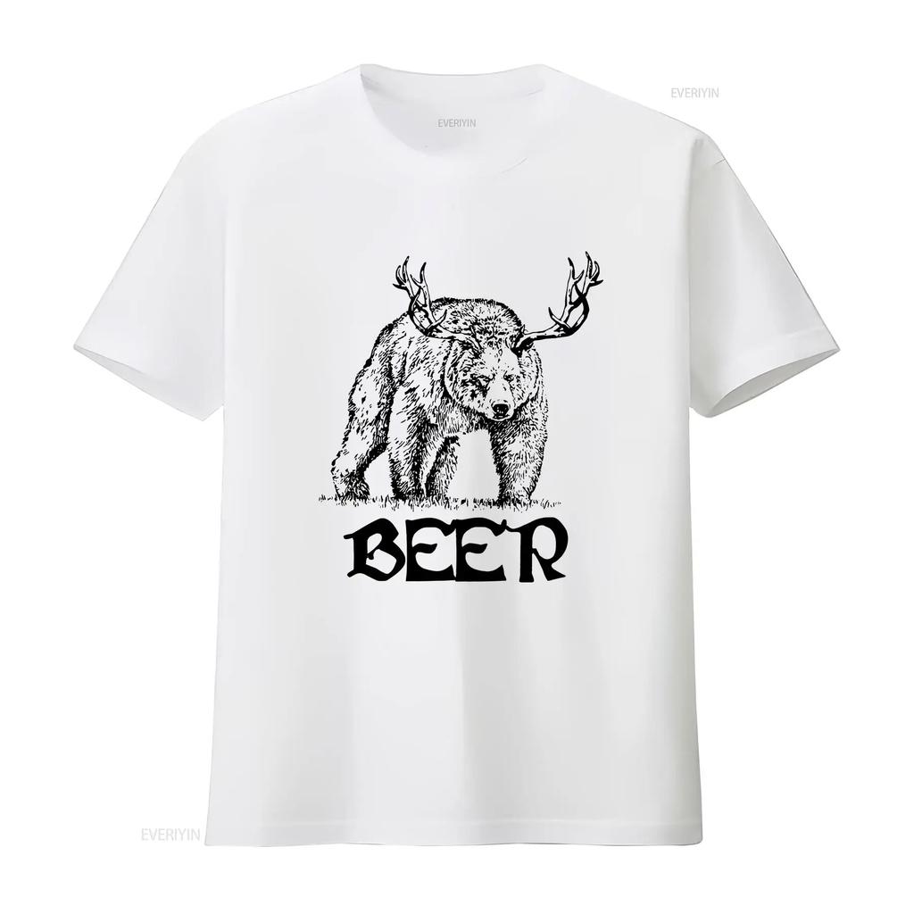 Bear Beer Graphic Funny Cotton T Shirt Freeship Vintage Stretched Top For Everyday Wear Comfortable Designer Clothes