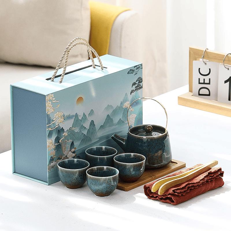 Guochao Portable Ceramic Kung Fu Tea Set