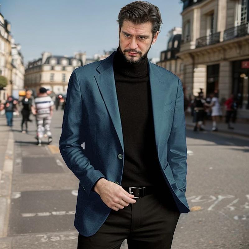 

European Casual Men s Plus Size Cardigan Suit - Japanese Korean Style Formal Jacket L синий