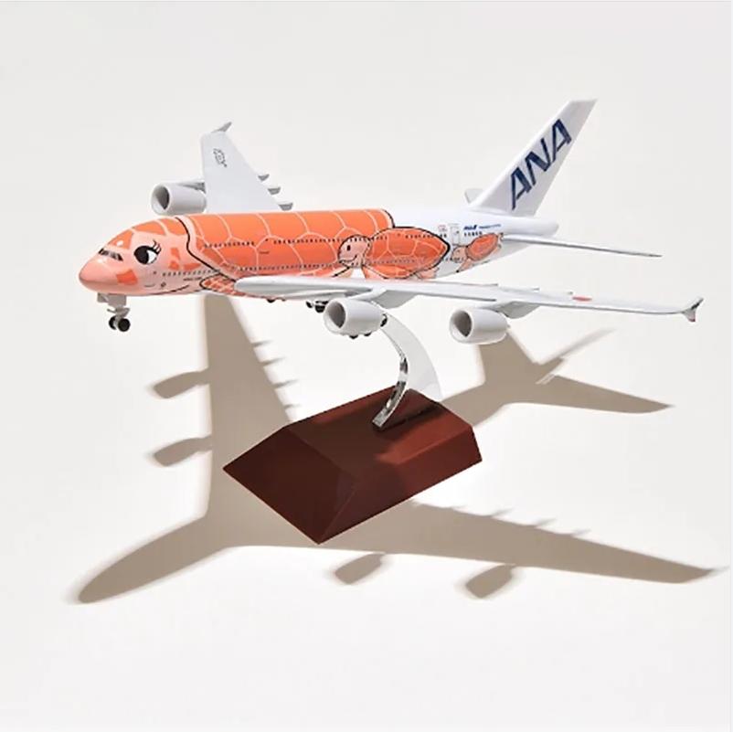 Model Airplane Toy 20cm Alloy Metal Japan Air ANA Airbus A380 Cartoon Sea Turtle Airlines Airplane Model Airways Plane Model оранжевый