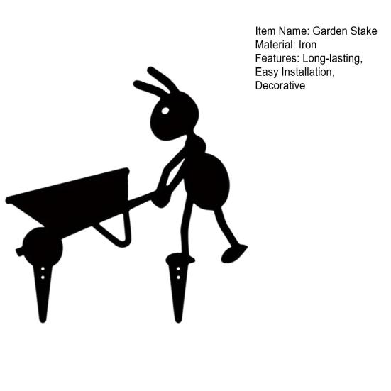 Metal Ant Garden Stake Decorative Mouse with Scissors Sign Black Ant Silhouette Sign with Stake for Patio Yard Lawn Art Decoration
