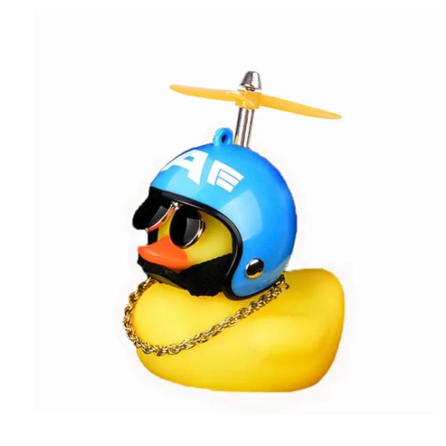 New Car Cute Wind-breaking Duck Interior Broken Wind Small Yellow Duck with Helmet  Airscrew Cycling Decoration Ornament Decor