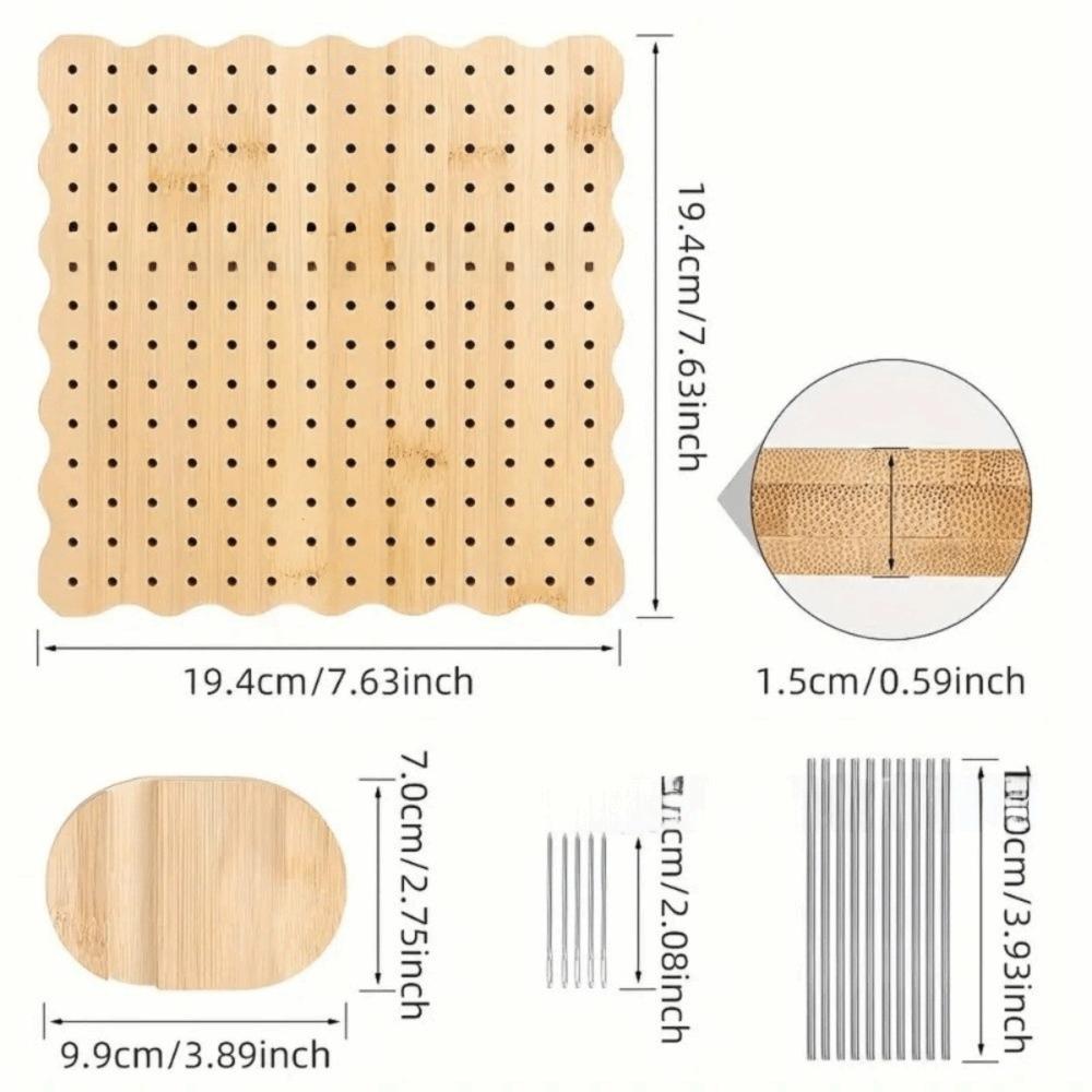Bamboo Crochet Blocking Board Stainless Steel Pegs Complete Tool Kit Knitting Board 10 Pegs Wave edge Blocking Mats