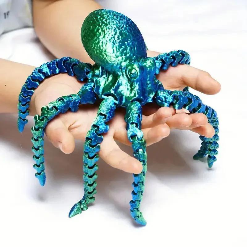 1pc 3D Printed Octopus Ornament Creative Animal Landscape Decorations Simulated Octopus Desktop Home Model Party Children's Gift