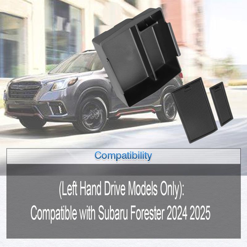 For Subaru Forester 2024 2025 Car Center Console Armrest Tray with Non-slip Mat Interior Organizers box Accessories