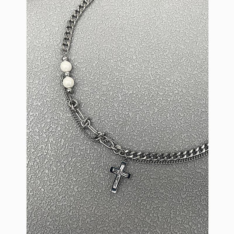 Hip Hop Cross Pendant Necklace With Polished Stainless Steel For Men And Women