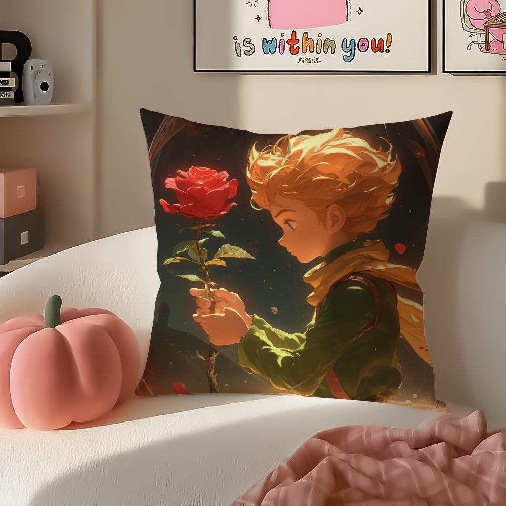 

Classic French Literary IP Anime LLittle Prince Cushion Cover Pillowcase Short Plush Invisible zipper Room Sofa Cushion Cover 30X30cm