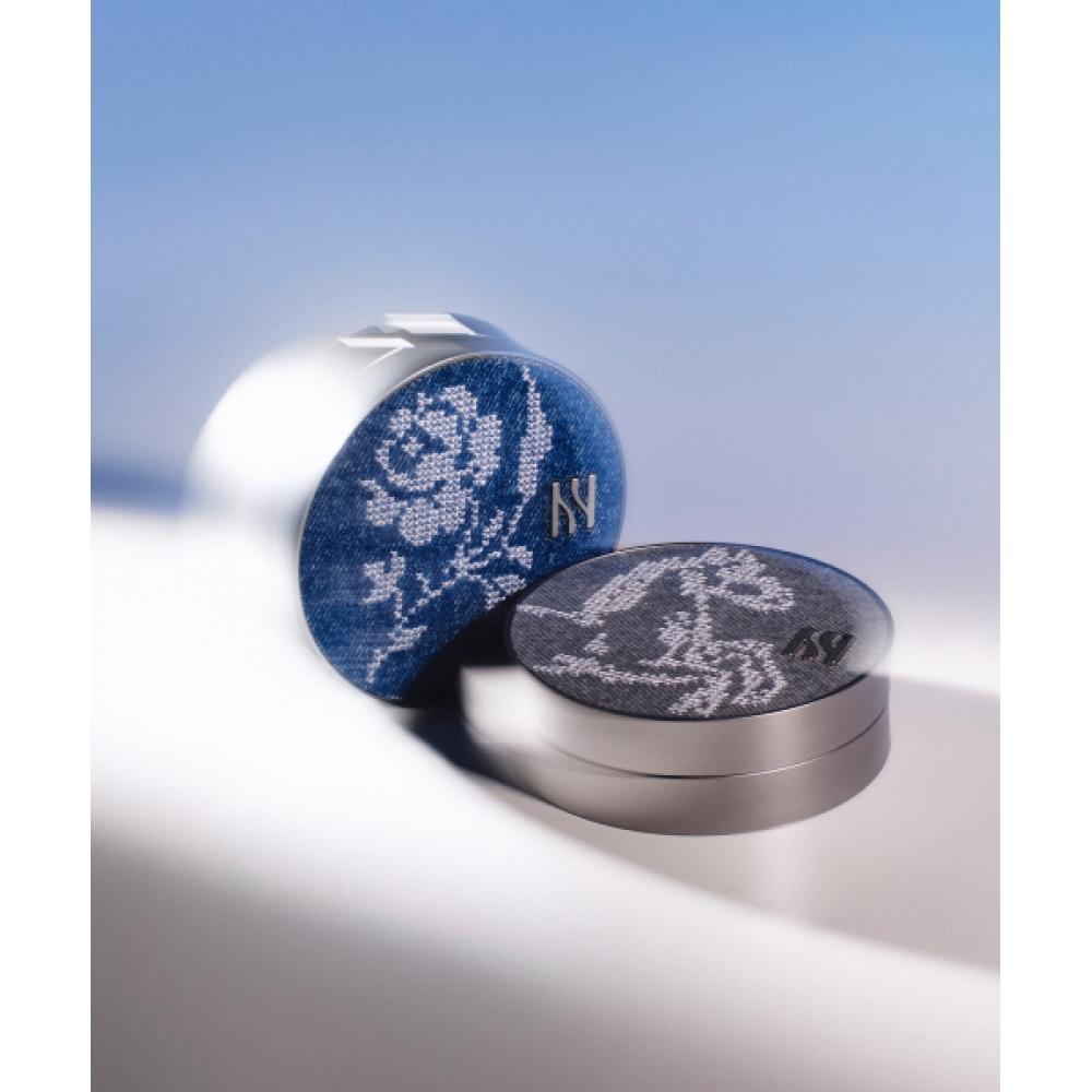 Hera [Hera X Mark Gong] Cushion Case  Washed Black Vintage Blue  + Reflection Skin Glow Cushion Foundation Refill [13N1]