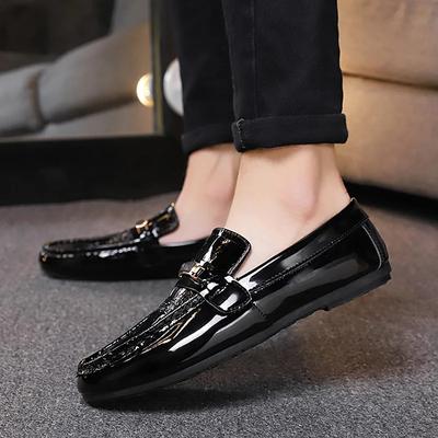 Mocassins de couro envernizado masculinos, sapatos casuais para dirigir, sapatos de marca de grife, verão, outono, mocassins masculinos, sapatos sem cadarço, mocassins masculinos