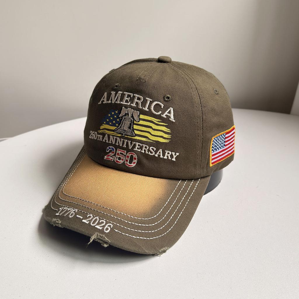Letter Print Embroidered Baseball Cap Spring Summer Cotton Peaked Cap For Men And Women Outdoor Use Sportss Sun Hat Usa 250Th Anniversary