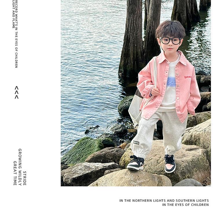 2025 Boys' Denim Jacket - Korean Style, Spring/Autumn, Casual, Thin, Fashionable Top for Kids